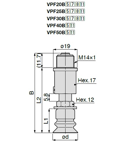 Vacuum Pad, Bellows Type, VPF 