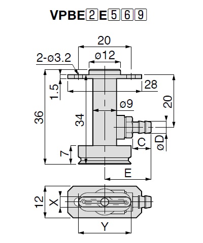 Vacuum Pad Oval Type VPBE Barb Fitting Type 