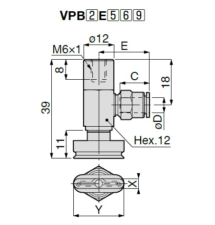 Vacuum Pad Oval Type VPB One Touch Fitting Type 