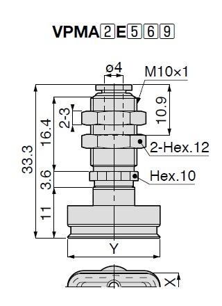 Vacuum Pad Oval Small Type VPMA One Touch Fitting Type 