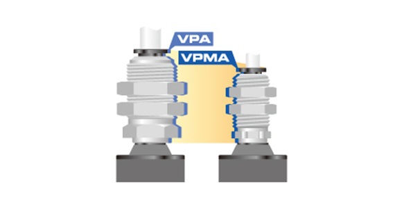 Small holders downsized from existing vacuum pad holders (A, B, C and D types) to save space. Also compatible with the optional fall prevention valve and directly attachable-type pad filters.