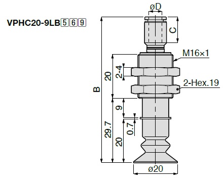 Vacuum Pad, Soft Bellows Type, VPHC, One Touch Fitting Type 