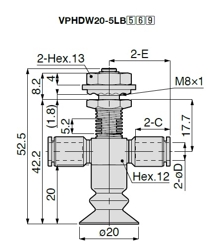 Vacuum Pad Soft Bellows Type VPHDW One Touch Fitting Type 