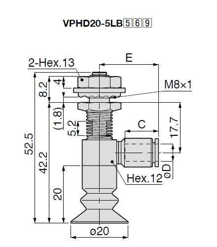 Vacuum Pad Soft Bellows VPHD One-Touch Fitting 