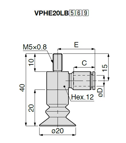 Vacuum Pad, Soft Bellows Type, VPHE, One Touch Fitting Type 