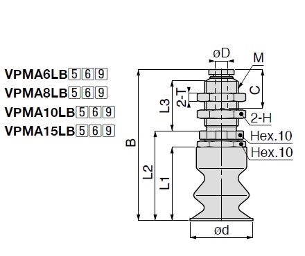 Vacuum Pad, Soft Bellows Small Type, VPMA, One Touch Fitting Type 