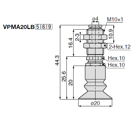 Vacuum Pad, Soft Bellows Small Type, VPMA, One Touch Fitting Type 