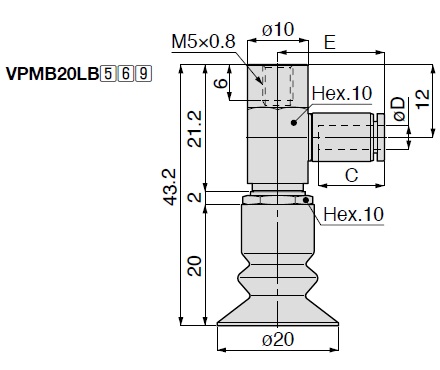 Vacuum Pad, Soft Bellows Small Type, VPMB, One Touch Fitting Type 