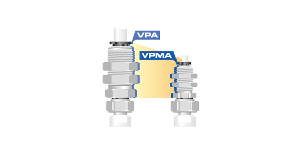 Small holders downsized from existing vacuum pad holders (A, B, C, D types) to save space. Also compatible with the optional fall prevention valve and directly attachable-type pad filters.