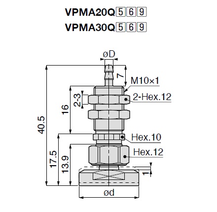 Vacuum Pad Suction Mark Prevention Type VPMA Barb Fitting Type 