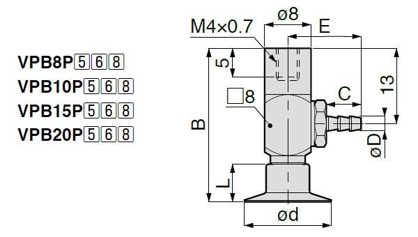 Vacuum Pad Thin Type VPB Barb Fitting Type 