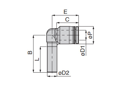 Socket Elbow dimensional drawing