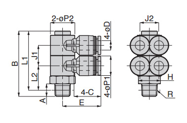 Dimensional drawing of Double Twin Banjo