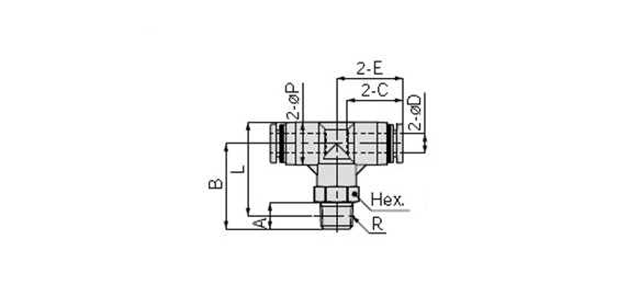 Tee: Inch size dimensional drawing (current product)