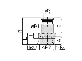 Dimensional drawing of PCF Female Straight (millimeter size) new design