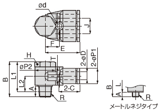 Drawing of Tube Fitting, for General Piping, Female, Branch A