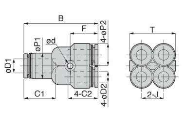 Dimensional drawing of Unequal Double Y