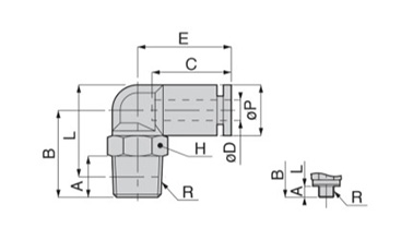 Dimensional drawing of Mini Type PL