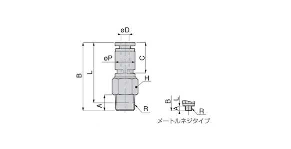 Dimensional drawing of Rotary Joint - Straight