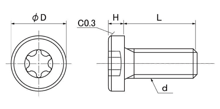 PEEK Extra-Low-Head Bolt with Hexalobular Socket 