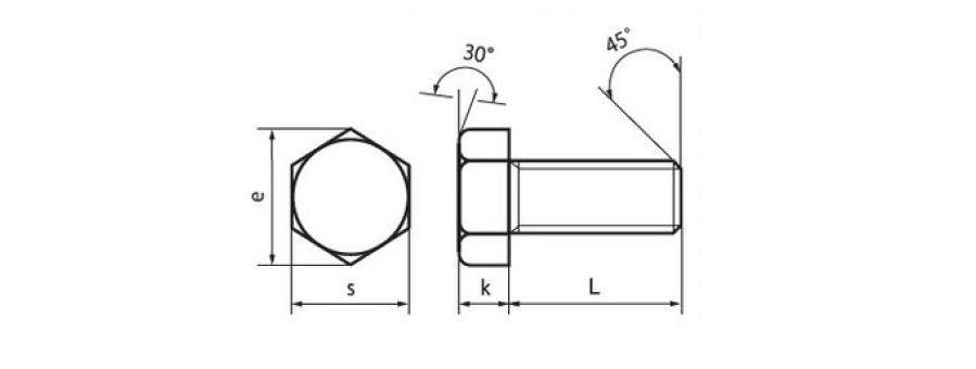 Steel Strength Classification 10.9 Hexagon Bolt (Full Thread) (Fine Thread P=1.25) 