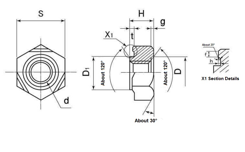 Hex Weld Nut 1A 