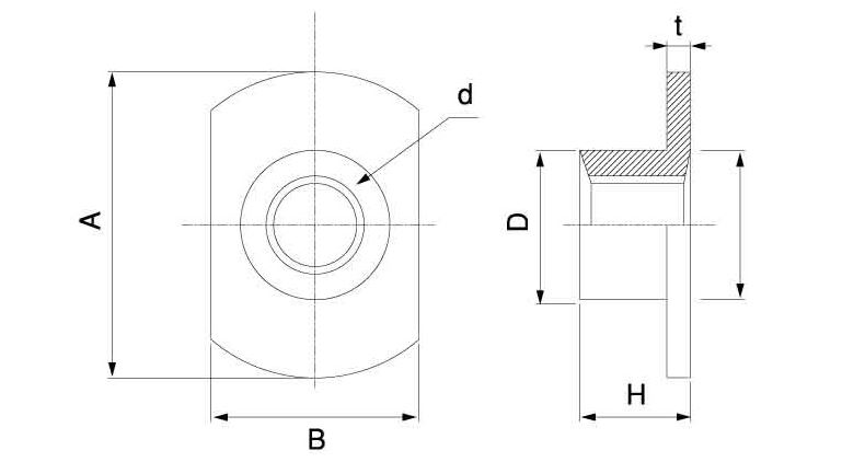 T-Type Weld Nut 2B 