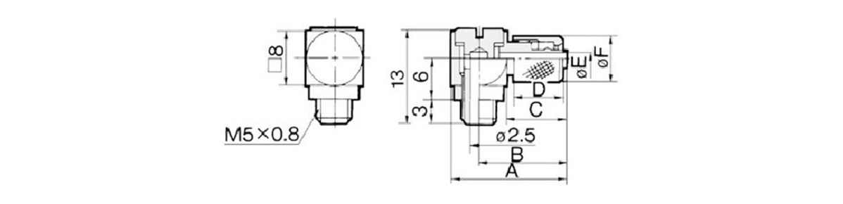 Hose Elbow M-5HL-4, -6 outline drawing 