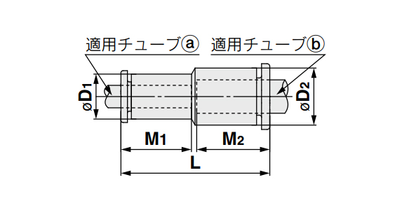 Different Diameter Straight KQ2H (Circle Type) Dimensional Drawing 