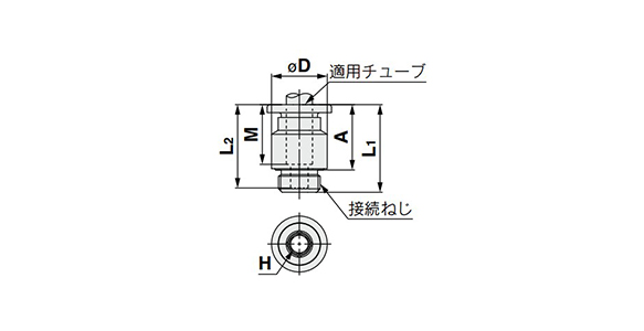 KQ2S03 Series dimensional drawing example 