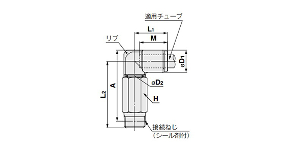 Inch Size One-Touch Fittings Dimensional Drawing 