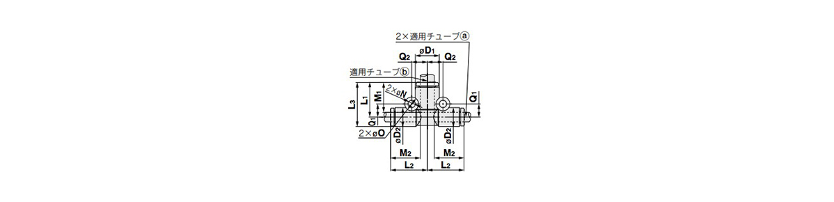 Different Diameter Tee: 10-KQ2T Outline Drawing 