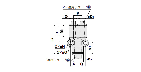 Different Diameter Union Y, Inch Size Dimensional Drawing 