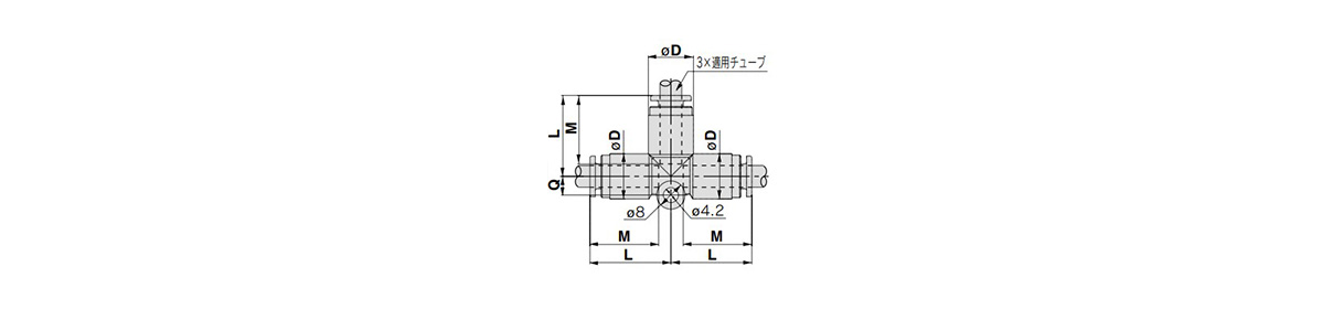 Union Tee KPQT/KPGT outline drawing 