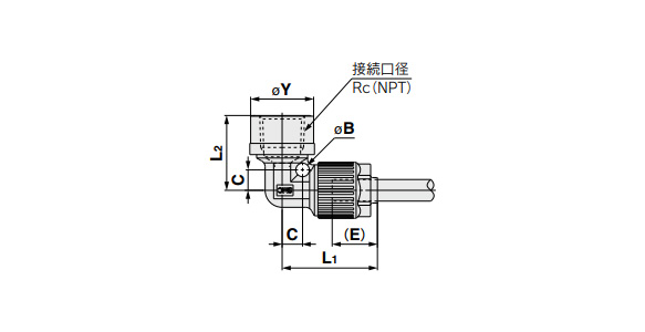 Female Elbow dimensional drawing 