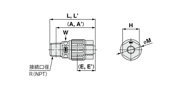 Male connector LC3H-M outline dimensional drawing 