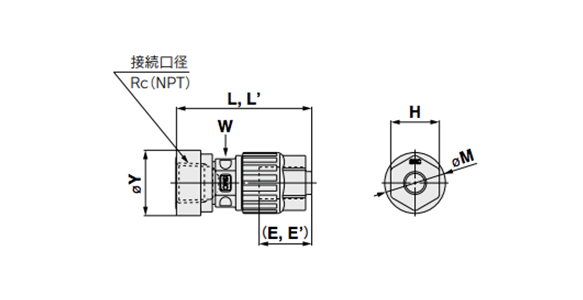 Female Connector Inch Size dimensional drawing 