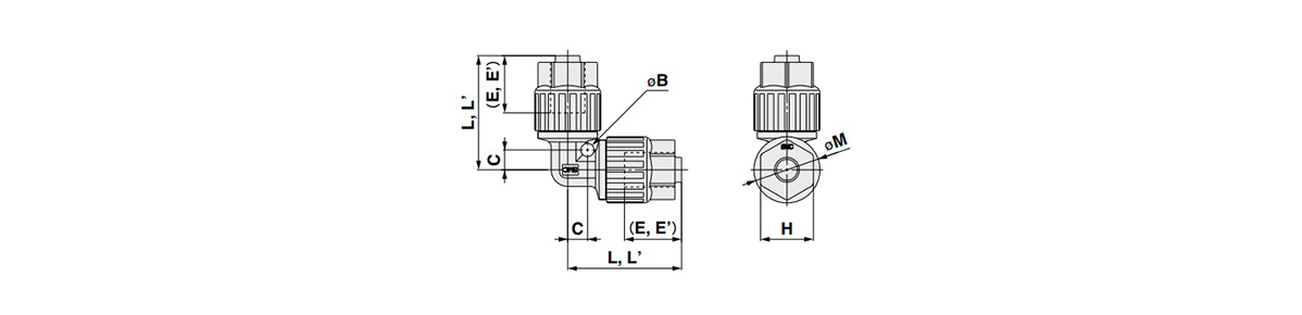 Union Elbow: LQ3E Outline Drawing 