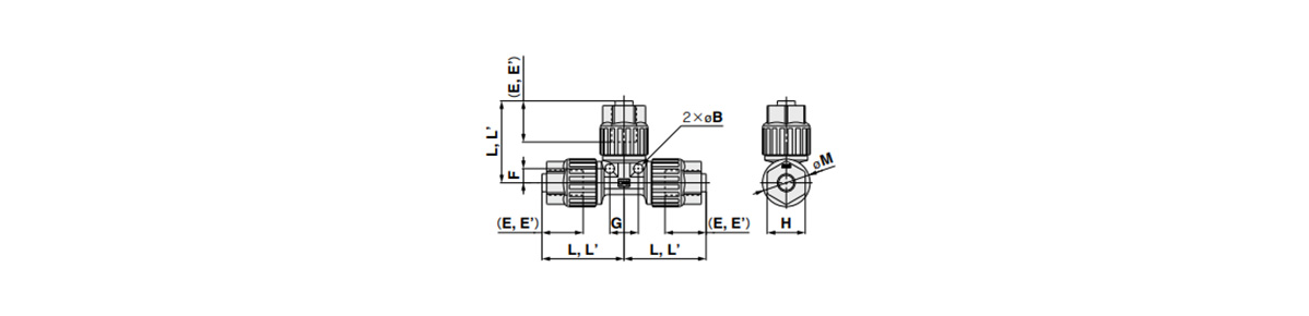 Union Tee: LQ3T Outline Drawing 