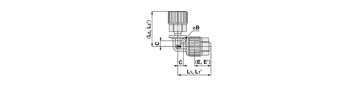 Space-Saving Union Elbow: LQ3E-S Inch Size Dimensional Drawing 