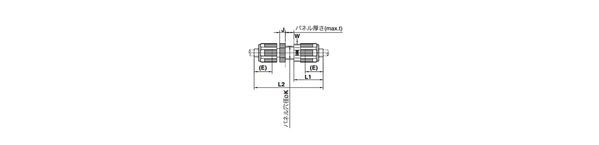 Space-Saving Fitting Panel Mount Union: LQ2P Dimensional Drawing 