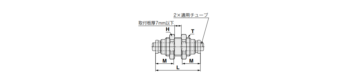 Bulkhead Union Fitting: KQG2E outline drawing 