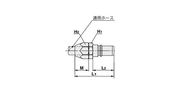 Nut Fitting Type (For Fiber Reinforced Urethane Hose) dimensional drawing 