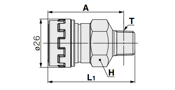 Male Thread Type dimensional drawing (Units: mm) 