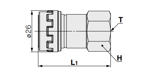 Female Thread Type dimensional drawing (Units: mm) 