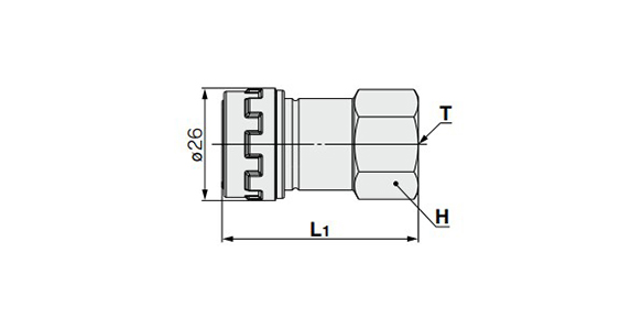 Female Thread Type dimensional drawing (Units: mm) 