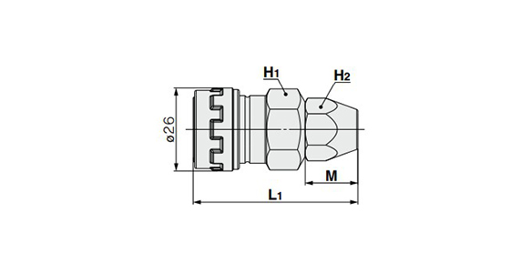 Nut Fitting Type (For Fiber Reinforced Urethane Hose) dimensional drawing (Units: mm) 