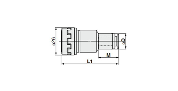 One-Touch Fitting Type dimensional drawing (Units: mm) 