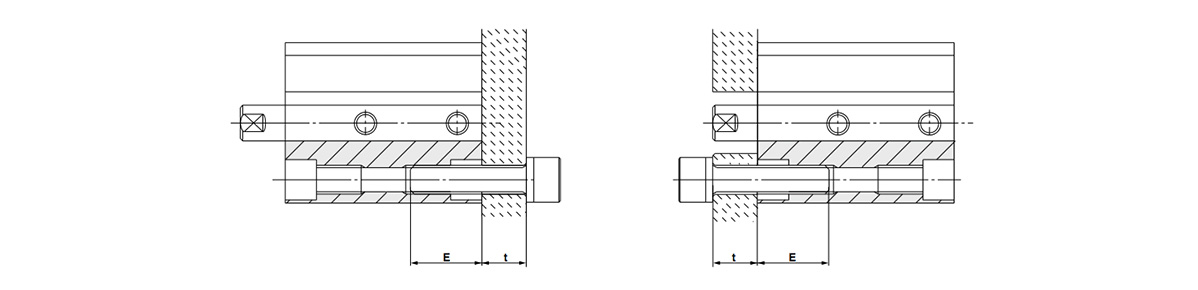 b) Mounting type B (when using the cylinder tube threads)