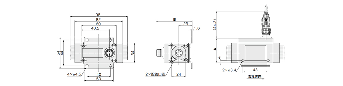 Dimensional drawing of PF2A510/550